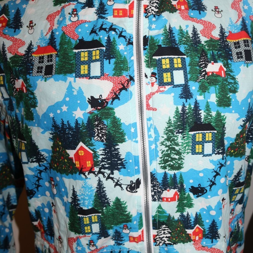 Denim & Flower Ricky Singh mens Christmas Village print zip-up hoodie M 40 - Picture 3 of 9